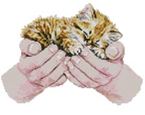 Cross stitch source file Cat in hand