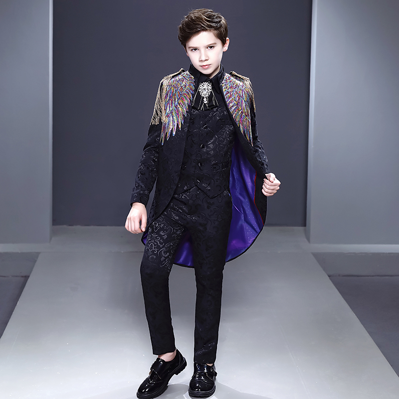 Boy gown child Little Western suit Suit Recitation Solo Model Walk Show Little Host Piano Performance Tuxedo