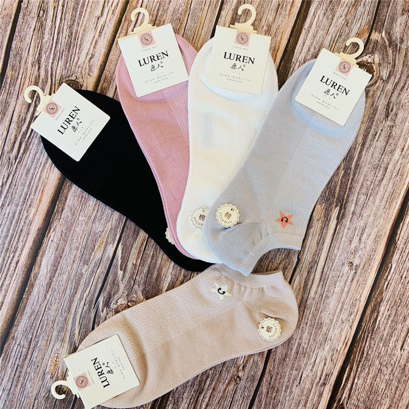 Deer Human Socks Tennis Face Cotton Invisible Socks Hot Sell Thin women's small frescoed home cotton socks 3010