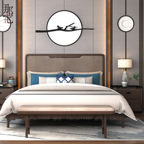 New Chinese Bed Solid Wood Bed Modern Minimalist Double Bed 1 8 m 2 m Wedding bed Bedroom Large bed Zen Mood Furniture