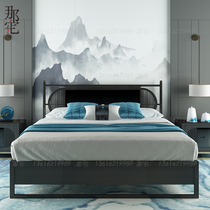 New Chinese solid wood Twin Beds Light Lavish Wedding Bed Minjuku Villa Clubhouse Zen of Chinese Wind Chinese Bed Boutique