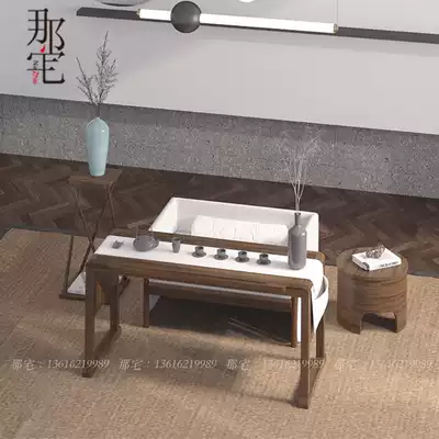 New Chinese tea table solid wood Zen practice table meditation table book piano table copy desk desk office table and chair combination