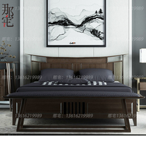 New Chinese Solid Wood Bed Retro Zen Mind Double Bed Minku Bedroom Bed Sample Board Room 1 8 m Light Lavish Furniture Custom