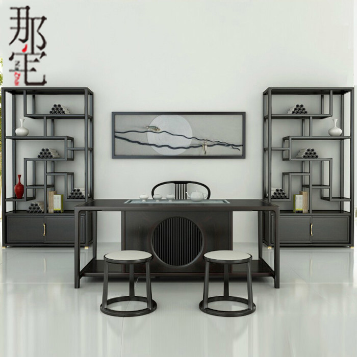 New Chinese Solid Wood Tea Table And Chairs Combination Negotiation Table Hotel Tea House Desk Desk Qutive Tea Desk Desk