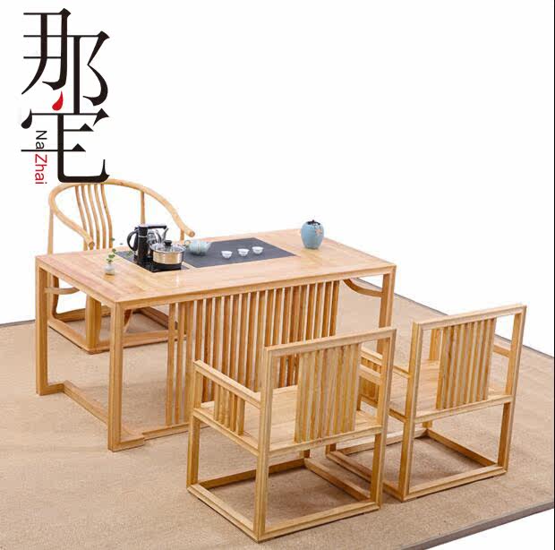 New Chinese tea table tea chair solid wood table and chairs combined modern Chinese meditation Furniture Tea Room Teahouse Custom