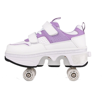 Étudiant Riot Walking Shoes Men And Women Deformed Four-wheel Dual-use Children Wheels Skating Shoes Double Wheels Explosive Walking Shoes-Wheeled Skates