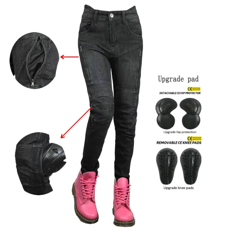 Volero Motorcycle Riding Jeans Kevlar Wear-Resistant Protective Anti-Fall Motorcycle Pants for Female Riders Mesh