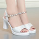 Sandals 2024 ຂອງແມ່ຍິງ summer ໃຫມ່ versatile soft sole ປາປາກເກີບເວທີກັນນ້ໍາເວທີຫນາ heel buckle ຫນຶ່ງຄໍາສະດວກສະບາຍ heels ສູງ