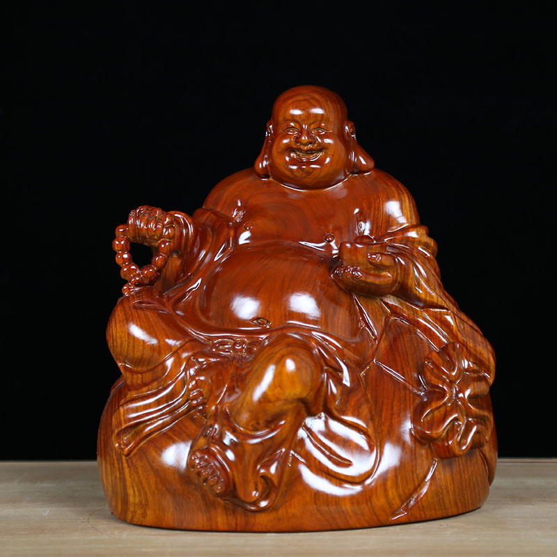 Flower pear solid wood engraving the Millver statue with large red wood cloth bag sitting for the living room Decorative Craft Gift Hem