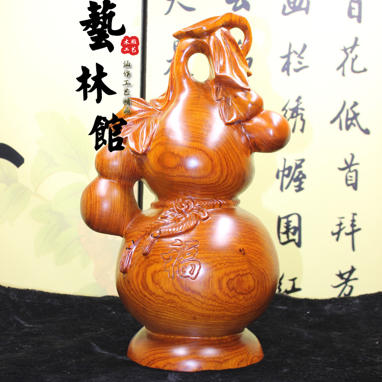 Flowers Pear Wood Carved Gourd Red Wood Craftsmanship Pendulum solid wood engraving Fulu Home Merchants Town Residence Feng Shui Swing Accessories Gift