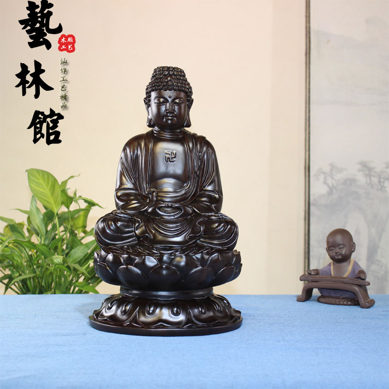 Black Sandalwood handmade wood carvings Sakyamuni Buddha statues at the mercy of the big day such as the Buddha's ancestral home dedicated to feng shui hem