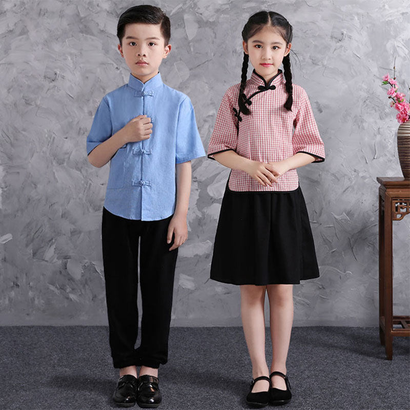 Children's Republic of China style costumes boys and girls costumes May 4th youth students Zhongshan costumes six one choir costumes