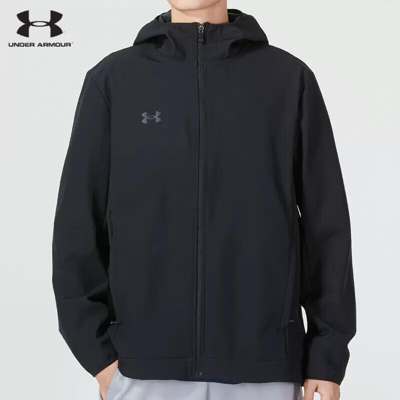 Under Armour Ua Autumn and Winter Jacket for Men, New Woven Jacket, Outdoor Windproof and Water-Repellent Hooded Sports Top