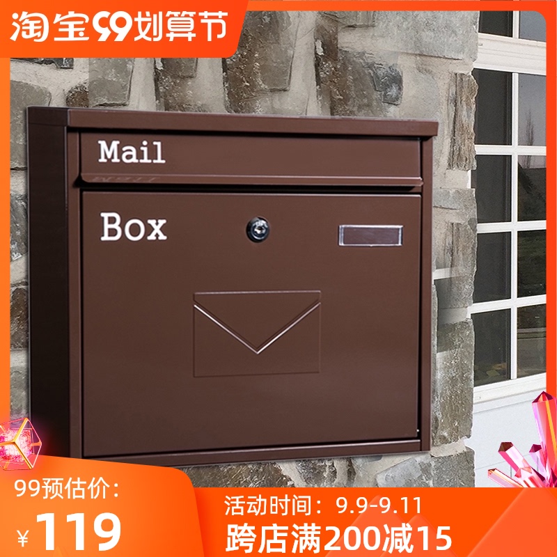 Post box Villa European outdoor wall with lock letter box iron box creative opinion box Home mail box