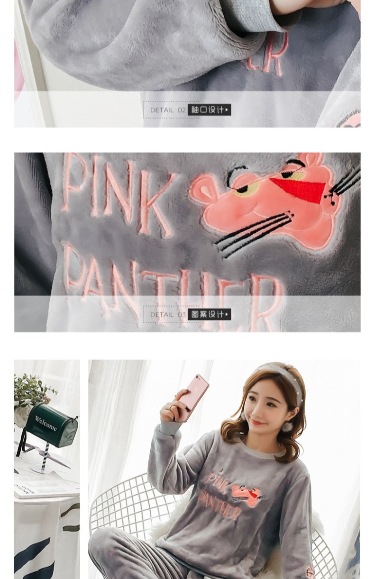Bộ đồ ngủ flannel mùa thu và mùa đông phiên bản Hàn Quốc của phụ nữ ấm áp lông cừu san hô dày dễ thương sinh viên hoạt hình mặc nhà đồ bộ mặc nhà cao cấp hàn quốc
