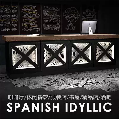 Industrial style cash register counter Retro clothing store counter Cafe bar table Dining room Bar reception Front desk Corner