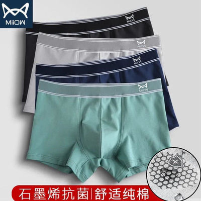 Catman Genuine Men's Underwear Modal Men's Boxer Graphene Ice Silk Antibacterial Breathable Trendy Boxer Pants