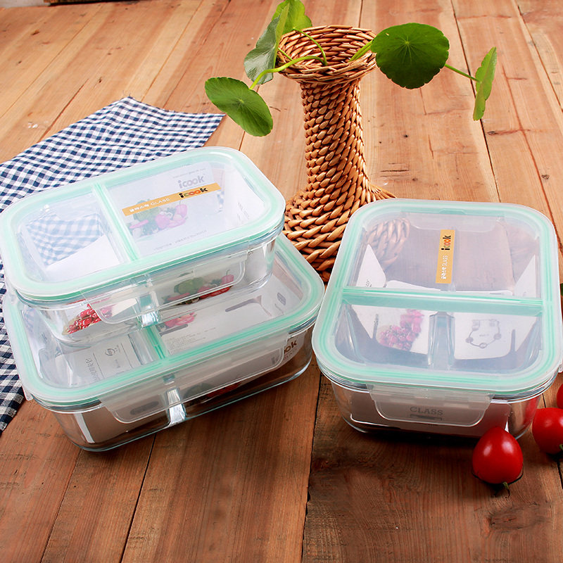 Insulated lunch box Female student with lid Korean microwave oven heated lunch box Divider fresh box Adult lunch box Lunch box