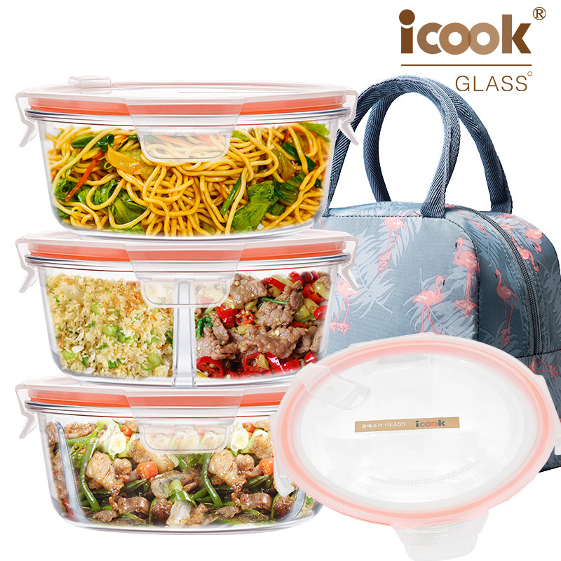 iCook lunch box Lunch box Men's and women's god round microwave oven separated lunch box Lunch box Fresh box Large capacity