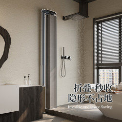 Invisible Foldableing Shower Curtain Waterproof and Mildew-Proof Bathroom Toilet Shower Partition Curtain Dry and Wet Separation Shower Curtain Without Punching