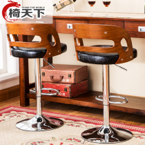 Nordic bar chair home bar stool solid wood chair high backrest bar stool modern simple bar chair stool bar chair