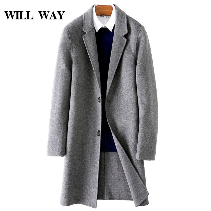Autumn-winter suit collar thickened liner bifacial, cashless wool coat for men with long version of woolen sweater jacket