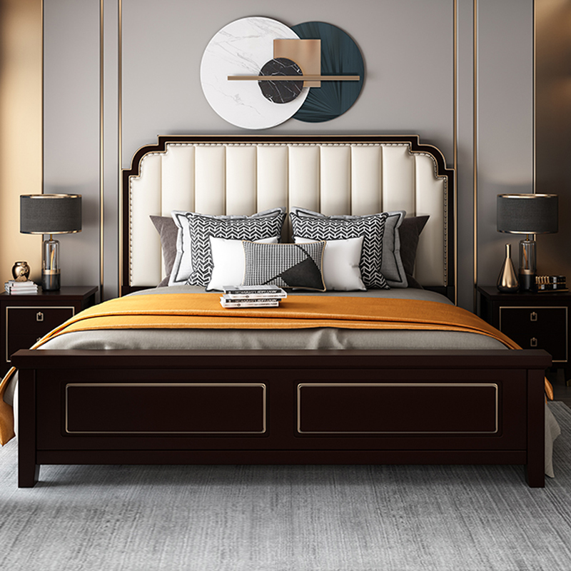 American solid wood bed Light luxury bedroom 1 5 minimal modern 1 8 m European oak storage soft pack wedding bed