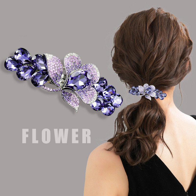 Mrs. Zhang Hair Clip Woman South Korea Headwear Clip Water Drill Big Butterfly Knot Back Brain Spoon Hairspoon Hairclip Crystal Hairpin Clip Spring Hairpin
