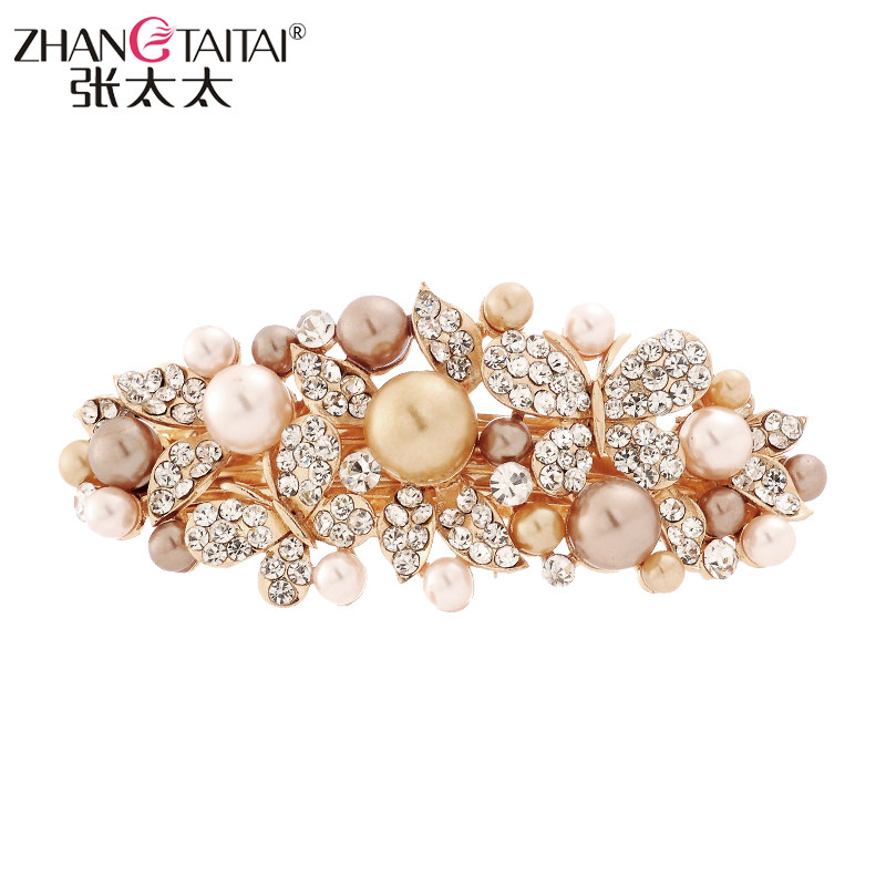 Mrs. Zhang's Imitation Pearl Hair Accessories Spring Clip Water Drill Hairpin Hairpin Hairpin head gripping head Accessories Korea Simple Clip Clip head flower-Taobao