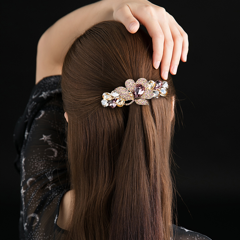 Crystal Large Hair Clip Woman Hair Clip Hair Clip Water Drill Head Accessories Temperament Hairpin Clip Spring Hairpin Rear head Spoon Horsetail Clips