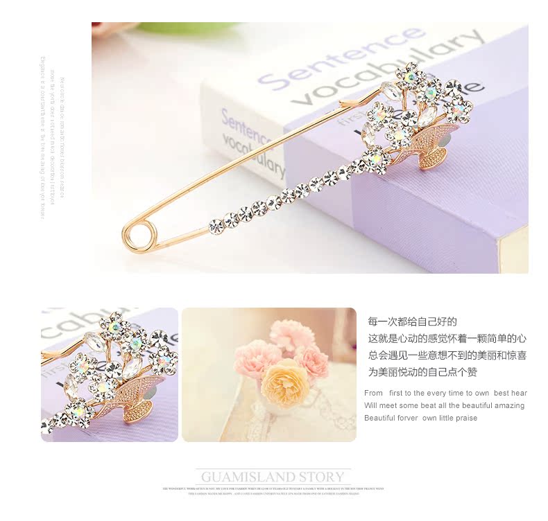 Hàn quốc phiên bản của rhinestone trâm đồ trang sức cung lớn trâm trâm phụ kiện khăn choàng khóa ngực khóa nữ trâm cổ áo