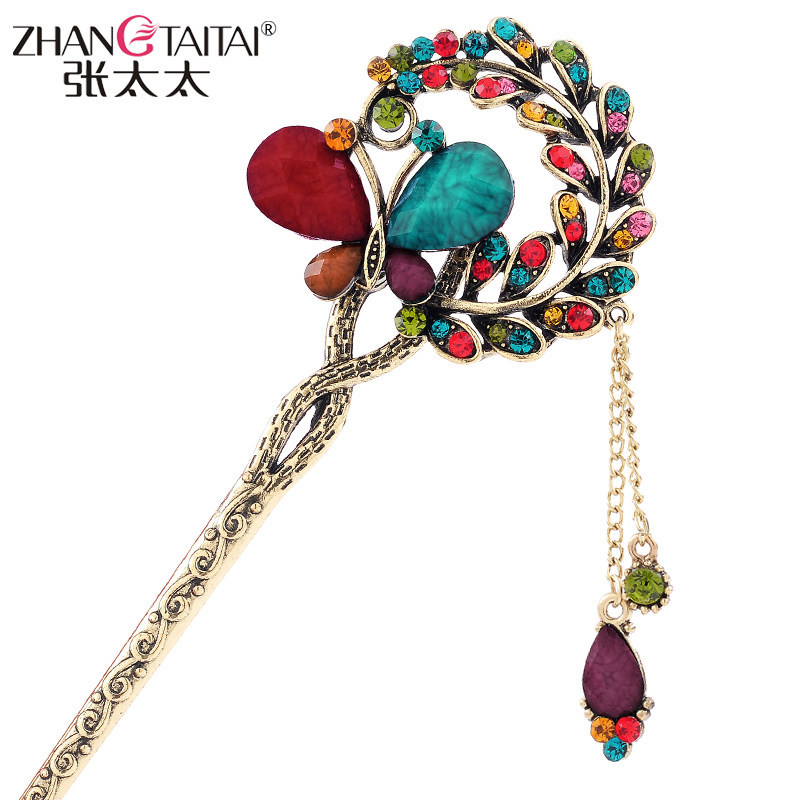 Mrs. Zhang Hair Accessories of the Palace Hairpin Hairpins Vintage Hairpins Retro China China Wind Pace Rocking and Soutou Accessories Dish for Adult Ornaments