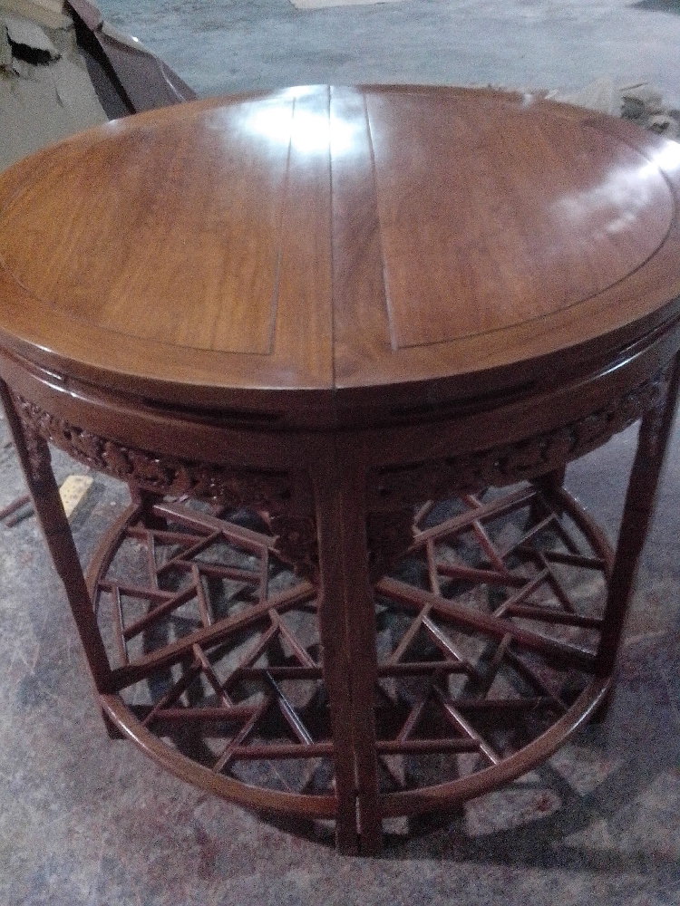 Xiangyun Half Moon Terrace 100% Gỗ hồng mộc Châu Phi Bàn hình bán nguyệt Bảng điều khiển bàn Bàn gỗ Mahogany - Bàn / Bàn bàn ghế gỗ phòng khách nhỏ