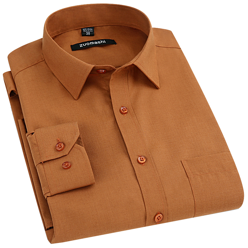 Men's Brown Long-Sleeved Shirt Caramel Color Coffee Color Brown Chocolate Color Large Size Brown Men's Clothing Coffee Shirt
