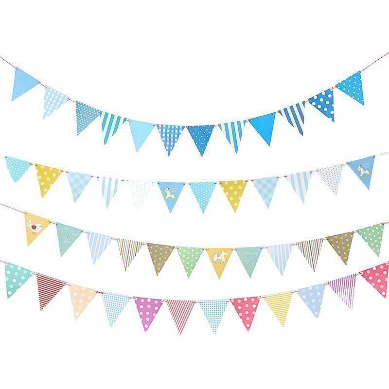 Kindergarten Birthday Party Room Dress up Pennant Baby Baby One Year Old Arrangement Pull Flower Banner Hanging Bunting Flag