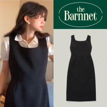 Seconds 8 milk theebarn*t Slim One-piece Dress Elegant Herben Wind Black Sleeveless Square Collar 100 lap 4 Season