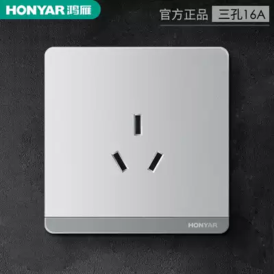 Hongyan household three hole insert 16a high power water heater air conditioning socket Q86 silver 3 eye wall household socket