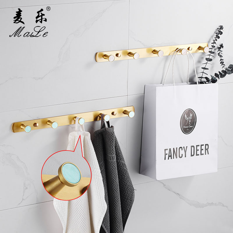 Punch-free dressing room hook wall cloak hook into door shoe cabinet Xuanguan light luxury bathroom hanging clothes hook gold dress