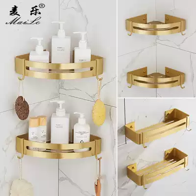 Nordic brushed gold powder room shelf corner punch-free bathroom storage triangle basket toilet corner rack space aluminum