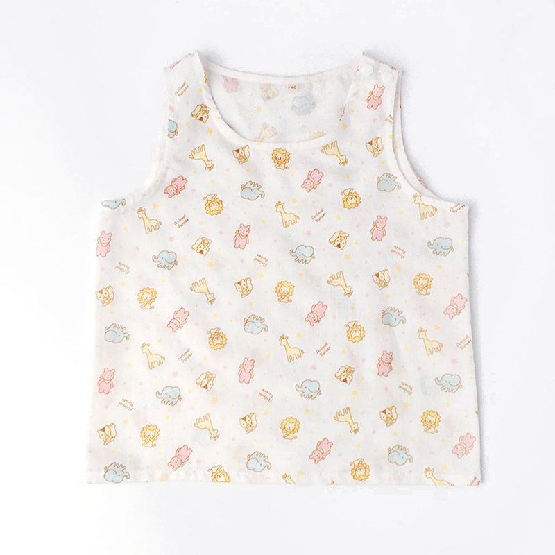 Tung people handmade summer baby baby full cotton double layer gauze light thin sleeveless jacket shoulder button vest male and female vest-Taobao