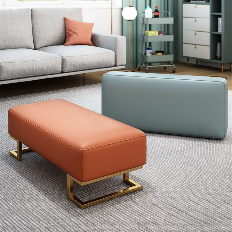 Clothing Store Home Living Room Real Leather Sofa Pedalling Stool Single Light Lavish Rectangular Leather Stool for footrest Foot Pedals-Taobao