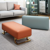 Clothing store home living room leather sofa foot bench single light luxury rectangular leather stool shoe stool pedal pedal