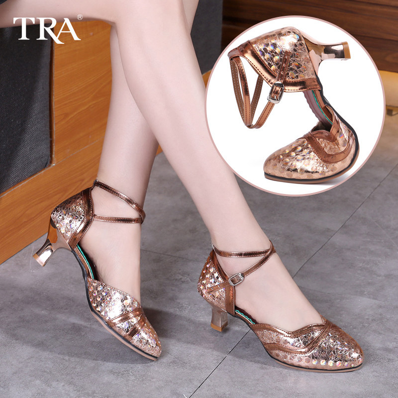 Latin Dance Shoes Lady Adult Adult Square Dance Shoes Sociable Precisely Dancing Shoes Teacher Dance Shoes Medium-high Heel