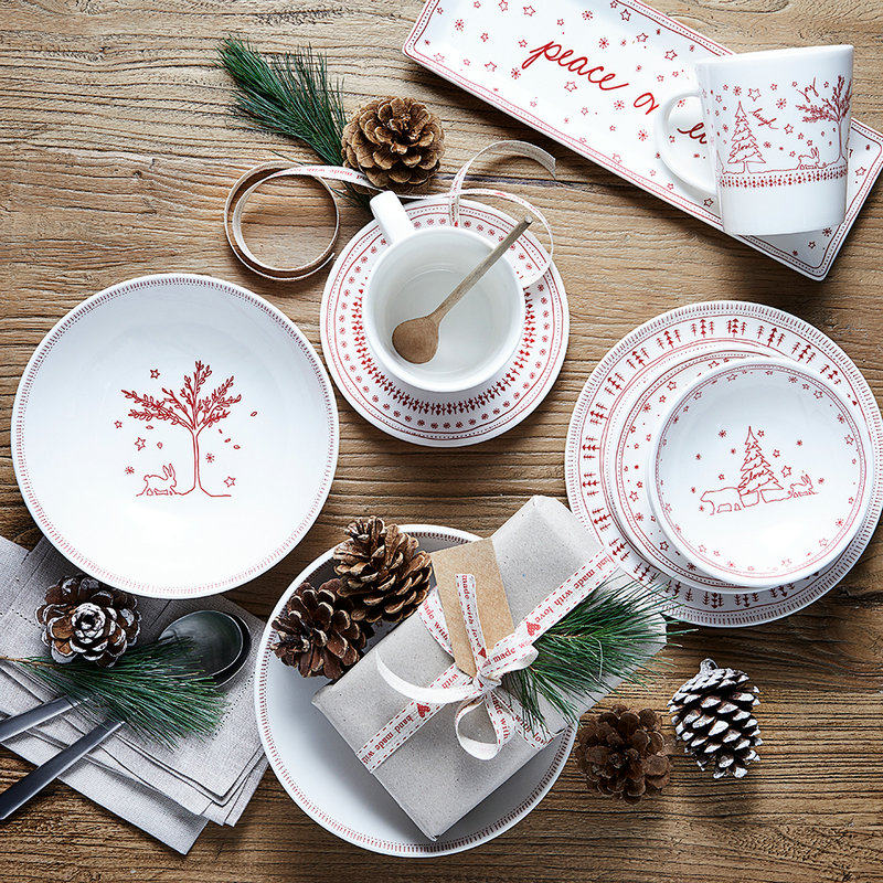 Royal Doulton's ED Holiday series ceramic tableware plate Soup Bowl four pieces of Christmas series
