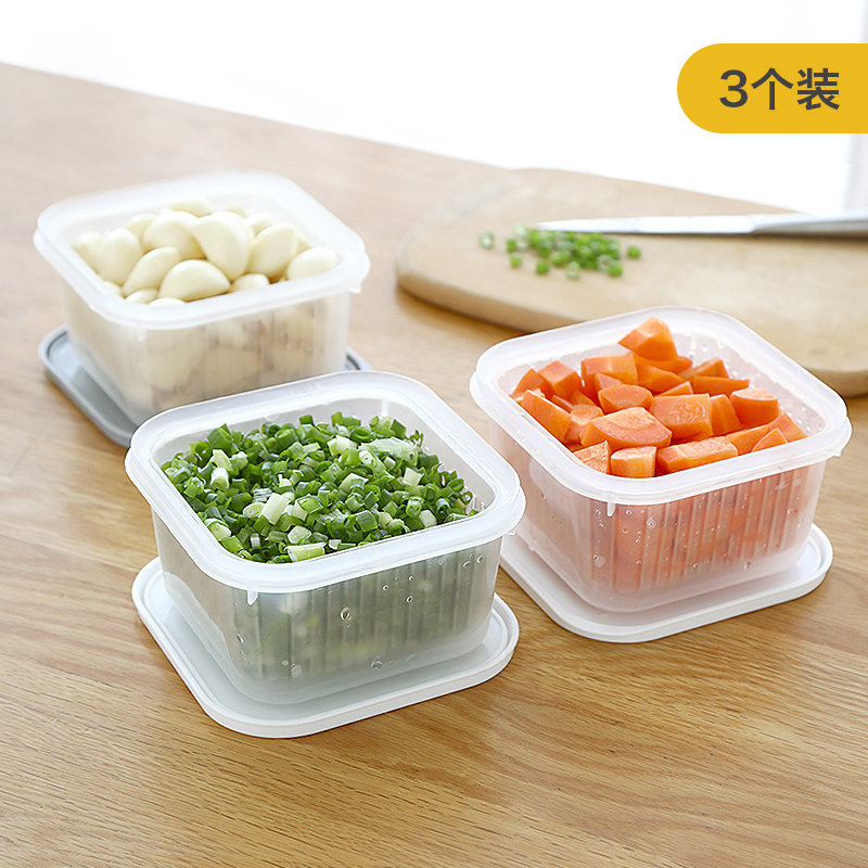 Onion, ginger and garlic box Fresh storage box Refrigerator artifact Fruit and vegetable kitchen with lid sealed drain food box