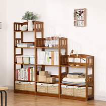 Solid wood rack multi-layer bookshelf free combination bookcase display rack living room storage rack simple modern display rack