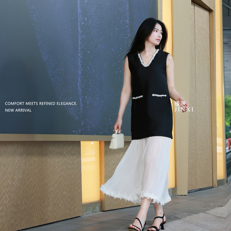 Jinxi Shenzhen Nanyou High-End Straight Dress for Pear-Shaped Body, Hip-Covering Korean-Style Chiffon Long Dress for Women
