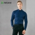Gfirs / Shanshan 2018 mùa thu mới hình học jacquard thời trang cổ áo vuông kinh doanh Slim trẻ trung áo dài tay thủy triều áo sơ mi hàn quốc Áo