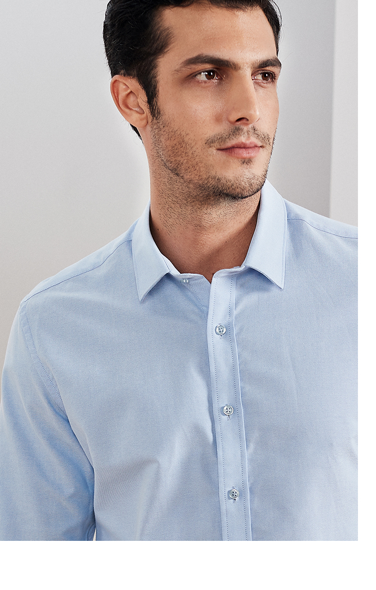 G Shanshan 2019 mùa xuân mới màu rắn cotton áo dài tay Slim Hàn Quốc Oxford quay tay áo sơ mi nam dài tay ao so mi trang