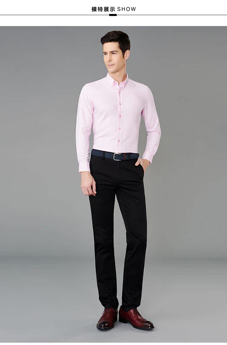 Shanshan nam áo dài tay oxford rắn màu áo trẻ trung Slim giản dị phiên bản châu Âu khóa cổ áo sơ mi dài tay ao so mi cong so